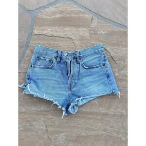 Re/Done 70S High Rise Shorts Womens 27” Waist Denim Buttonfly Distressed Cutoffs
